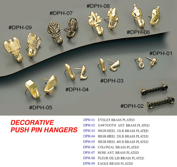 Onward Steel Pushpin Hangers - Rosette - Antique Brass - 3 Per Pack  45004ABR